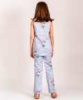 Soft Blue Floral & Polka Dot Pantsuit Kids