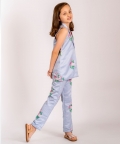 Soft Blue Floral & Polka Dot Pantsuit Kids