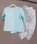 Embroidered Angrakha Dhoti Set-Blue