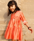 Coral Floral Twirl Around Dress