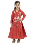 Front Open Dress With Colorful Embroidery For Kids
