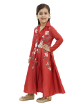 Front Open Dress With Colorful Embroidery For Kids