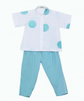 Short Top Co-ord Powder Blue Polka