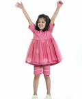 Yoke Dress Co-ord Dusty Rose Polka