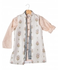 Peach Kurta With Embroidery Waist Coat