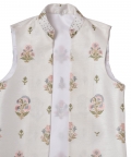 Peach Kurta With Embroidery Waist Coat