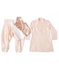 Peach Kurta With Sequence Fabric Comb Waist Coat