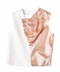 Peach Kurta With Sequence Fabric Comb Waist Coat