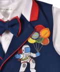 Astronaut Motif Embroidered Navy Waistcoat Set
