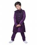 Wine Coloured Kurta With Shimmery Vest Coat