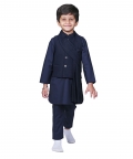 Navy Blue Kurta With Shimmery Vest Coat