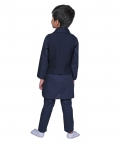 Navy Blue Kurta With Shimmery Vest Coat