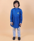 Royal Blue Kurta With White Pants