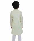 Lemon Yellow Kurta With Collar Embroidery & White Pants