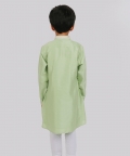 Pista Green Kurta With Neck Embroidery & White Pajama