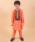 Rust Kurta Set With Front Design
