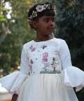 Byb Premium White Girls Fairy Hand Embroidery Organza Gown