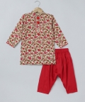 Boys Jaipur Floral Print Pure Cotton Kurta Pyjama