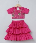 Lotus Hand Pearl And Beads Banglore Three Tired Skirt & Top