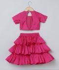 Lotus Hand Pearl And Beads Banglore Three Tired Skirt & Top