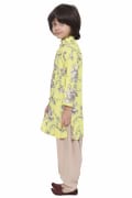 Yellow printed kurta with patiala pants