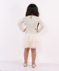 Stripe Lurex Top Dress With Tulle