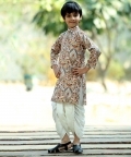 Stunning Embroidered Georgette Cream Kurta With Dhoti