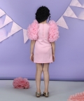 Straight Dress With Bunch Of 3D Fabric Flowers In Sleeves