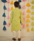 Green Block Printed Kurta Set
