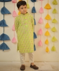 Green Block Printed Kurta Set