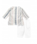 100% Organic Pajama Kurta Set Pink & Grey Stripe