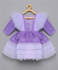 Purple Sequins Ruffle Dress
