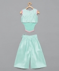 Mint Embroided Silk Palazzo Set