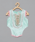 Mint Embroided Silk Palazzo Set