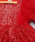 Red Sequins Ruffle Dress