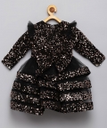 Black Sequins Velvet Fluffy Frock
