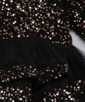 Black Sequins Velvet Fluffy Frock