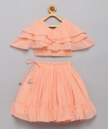 Peach Mirror Work lehenga Choli