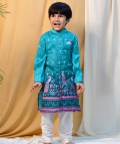 Firoza Cotton Silk Chanderi  Printed Sherwani with Churidaar