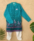 Firoza Cotton Silk Chanderi  Printed Sherwani with Churidaar