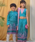 Firoza Cotton Silk Chanderi  Printed Sherwani with Churidaar