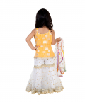 Golden Lotus Top With Sharara Set