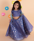 Blue Chanderi Lehnga Set Blue