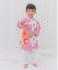 Pink And White Kurta Pajama Set