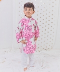Pink And White Kurta Pajama Set