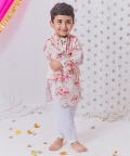 Pink Floral Kurta Pajama Jacket Set