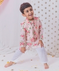 Pink Floral Kurta Pajama Jacket Set