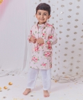 Pink Floral Kurta Pajama Jacket Set