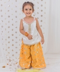 Mustard Sharara With White Kurta Set