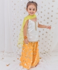 Mustard Sharara With White Kurta Set